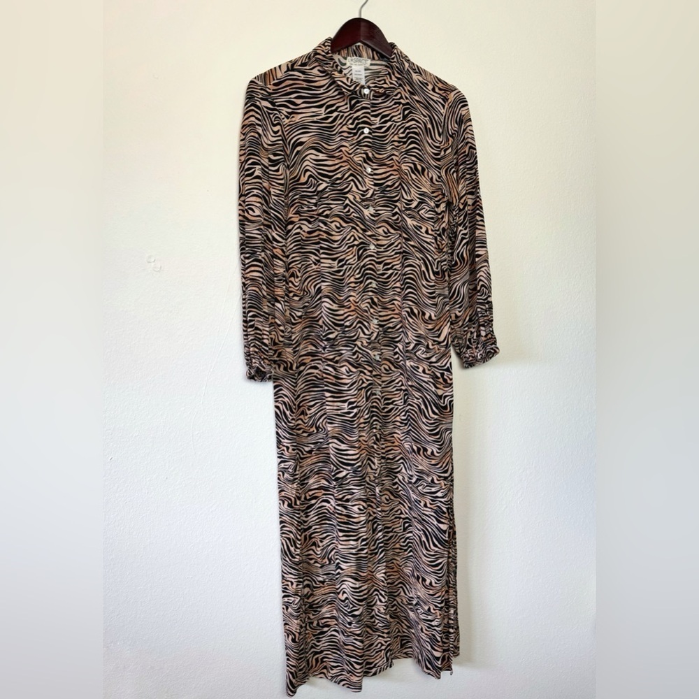 L Space Avalon Dress Women Medium Animal Print Button Front Shirt Coverup READ - Picture 2 of 5
